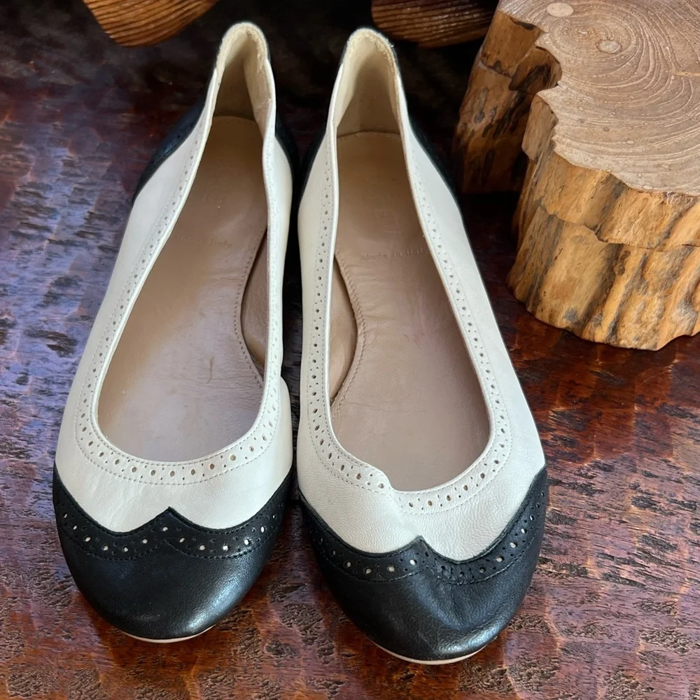 Retro Vintage J.Crew Spectator Oxford Ballet Flats Made in Italy Preppy Hipster - Picture 7 of 9